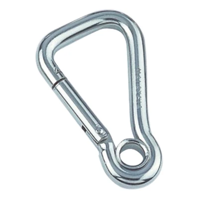 Afbeelding van RVS Karabijnhaak asymmetrisch met oog 10x100 mm 316
