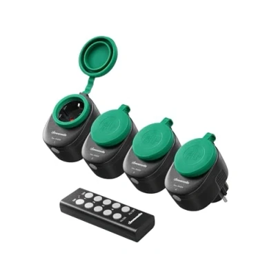 Afbeelding van DEWENWILS Draadloze stopcontacten met afstandsbediening voor buiten, 16 A, 3680 W, IP44, buitenstopcontact afstandsbediening, 4 feestdagen, 30 m bereik,