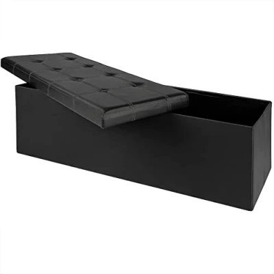 Afbeelding van Monzana Poef, groot, hocker, zitbank met opbergsysteem, opvouwbaar, zwart multifunctioneel 114 x 40 40cm