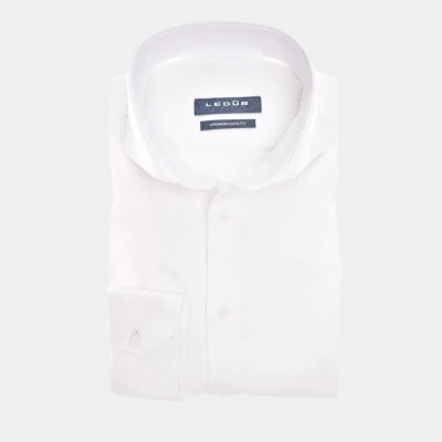 Afbeelding van Ledub overhemd Slim Fit heren wit gemêleerd