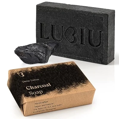 Afbeelding van Lubiu® Kolenzeep 113g Natuurlijke Zeep, Vegan Zwarte Gezichts , Hand en Lichaamsreiniging, Acne Organische Zeepblokjes, Anti Zeep