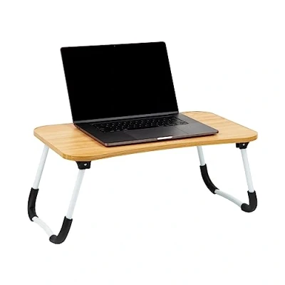 Afbeelding van Mind Reader Woodland Collection, Draagbare Laptop Bureau/Ontbijttafel, Opvouwbaar, Draagbaar, Opvouwbare Poten, 23,5 &quot;L x 13,75&quot; B 10,5&quot; H, Beige
