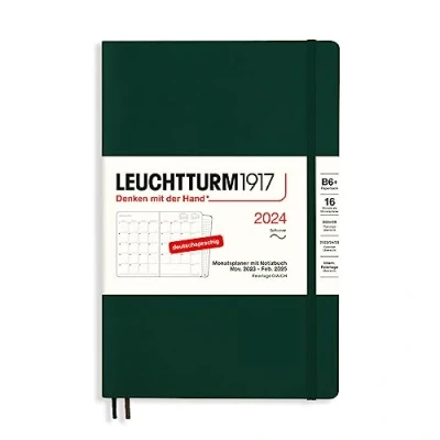 Afbeelding van LEUCHTTURM1917 367572 maandplanner &amp; notitieboek Paperback (B6+) 2024, 16 maanden, softcover, Forest Green, Duits