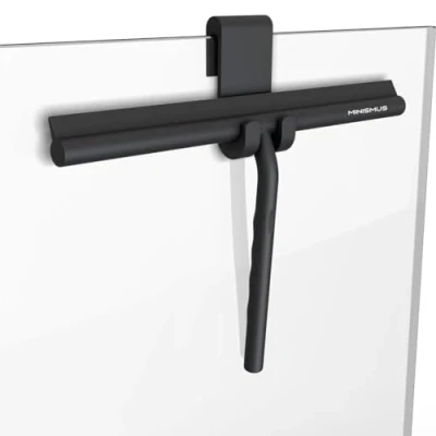 Afbeelding van Minismus Extra Brede Douchewisser met ophanghaak Raamwisser Silicone Douchetrekker Badkamer 33 cm Breed Zwart