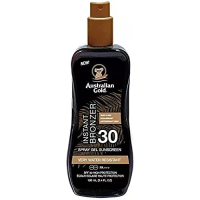 Afbeelding van Australian Gold Zonnebrand SPF 30 Spray Gel met bronzer Zonnebrandcrème 237 ml Zonnespray
