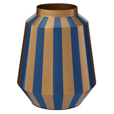 Afbeelding van PIP Studio Vaas Stripes Metaal Navy/ Goud