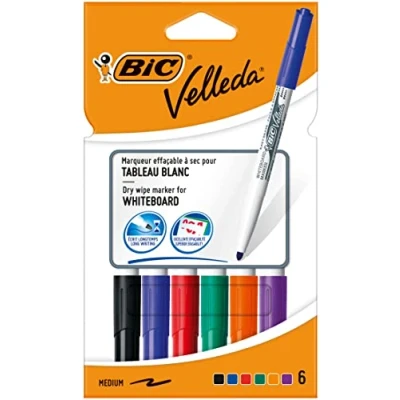 Afbeelding van Bic whiteboardmarker Velleda 1741, in geassorteerde kleuren, etui van