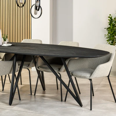 Afbeelding van Vurna Dotan eettafel ovaal 240x110 cm zwart Hout