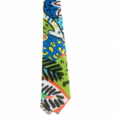 Afbeelding van Stropdas Blauw Groen Rimboe Polyester giraf Charme Bijoux