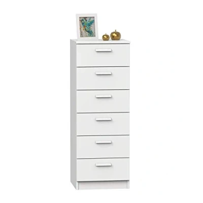 Afbeelding van MUEBLES PITARCH Sinfonier Commode met 6 schuifladen van metaal, slaapkamercommode, wit, 110 x 40 cm (h b d) handvat, collectie Tibet