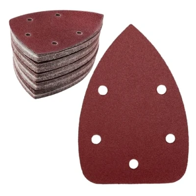 Afbeelding van 50 stuks schuurpapier driehoekige schuurmachines, 120 korrel 5 gaats schuurpads klittenband deltaschuurbladen voor schuurmachine 140 x 100 mm