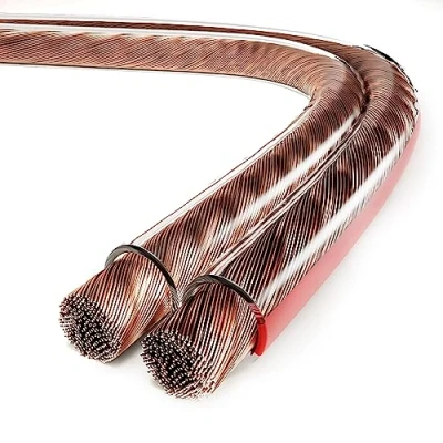 Afbeelding van conecto luidsprekerkabel CCA 2 x 0,75 mm², 20,0 m, audiokabel met polariteitsmarkering voor HiFi luidsprekers, boxen, subwoofer, transparant