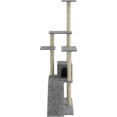 Afbeelding van vidaXL Kattenmeubel met sisal krabpalen 155 cm lichtgrijs