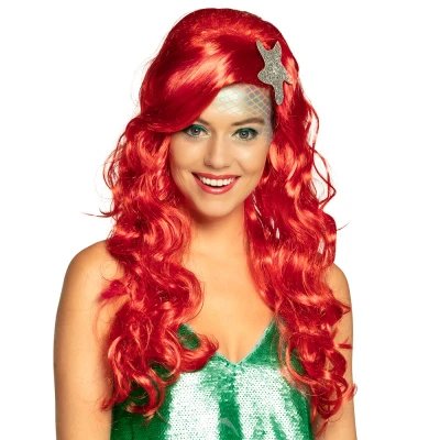 Afbeelding van Boland Pruik Sirena Rood Krullen Lang Vrouwen Zeemeermin Fantasy