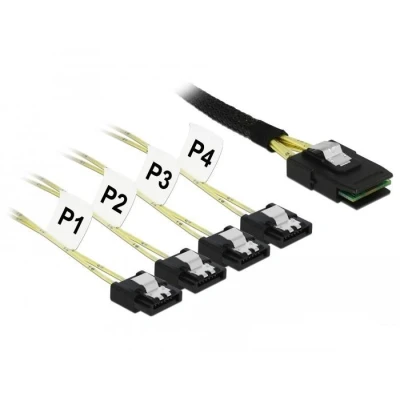 Afbeelding van Delock kabel Mini SAS SFF 8087 &gt; 4 x SATA 7 pins 0,5 m metaal
