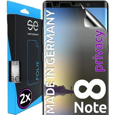 Afbeelding van S.E voor Samsung Galaxy Note 8 Beschermfolie Privacy privacyfolie 2x folies in SET uit Duitsland, matte folie, anti spy stofvrij en luchtbellenvrij,