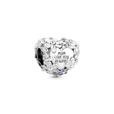 Afbeelding van Pandora 791155C01 Bedel Mum Daisy Heart zilver emaille roze paars