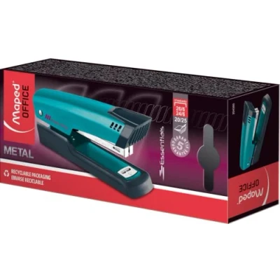 Afbeelding van Maped Nietmachine ESSENTIALS DECO 24 26/6 voor 20/25 vellen glanzend lakoppervlak in trendy turquoise mechanisme &amp; geleidingselementen 100% metaal 2 soorten niet: gesloten en genageld