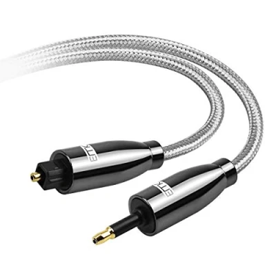 Afbeelding van EMK digitaal geluid Toslink naar mini kabel 3.5 SPDIF optische [geen 3,5 mm Aux] audiokabel (recht, wit, 1 m)