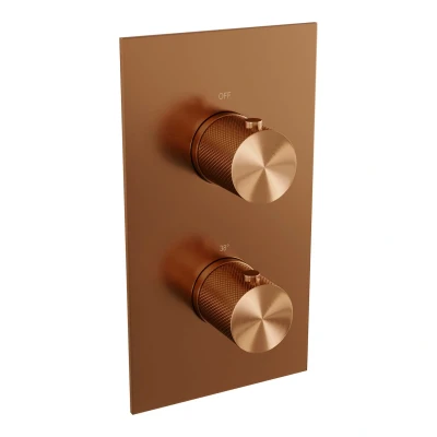 Afbeelding van Brauer Copper carving inbouwthermostaat inbouwdeel 2 knoppen PVD geborsteld koper