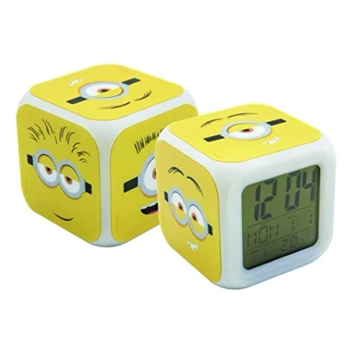 Afbeelding van Minions 2 dobbelstenen wekker in geschenkverpakking 8x8x8 cm