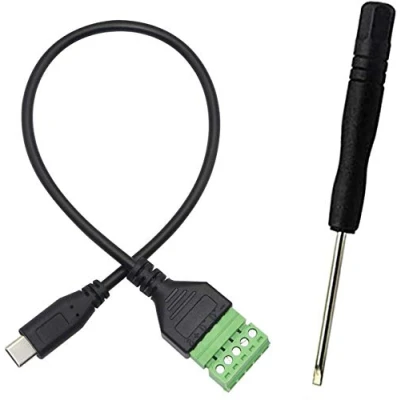 Afbeelding van XMSJSIY USB C aansluitblok, type mannelijk naar 5 polige vrouwelijke schroefterminal voor opladen en gegevensoverdracht (USB stekker)