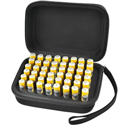 Afbeelding van Batterij opbergdoos, batterijbox, geschikt voor 48 batterijen AAA met polsband, zwart