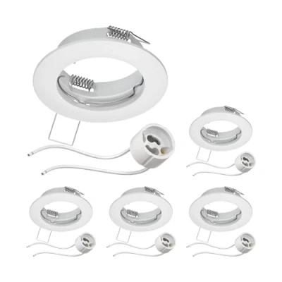 Afbeelding van ledscom.de 5 stuks plafond inbouwframe FERE wit mat (LED/Halogeen/GU10/MR16/PAR16/50mm) incl. GU10 fitting