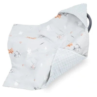 Afbeelding van Wikkeldeken draagdoek kinderwagen 90 x cm universele babydeken voor buggy babyzitje autostoeltje Hele jaar katoen minky Teddyberen