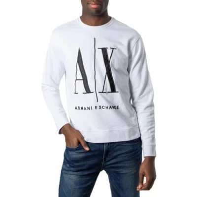 Afbeelding van Armani Exchange heren Sweater met logoborduring in de kleur Wit, maat: XS