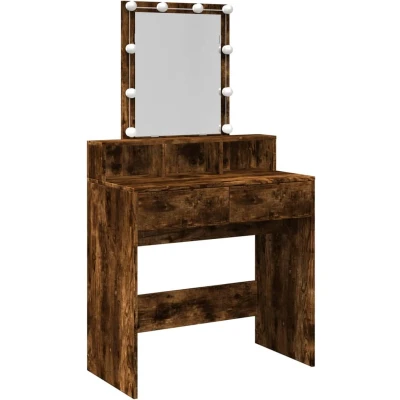 Afbeelding van vidaXL Kaptafel met LED 80x41x144,5 cm gerookt eikenkleurig