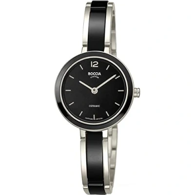 Afbeelding van Boccia 3333 02 Horloge titanium keramiek zilverkleurig zwart 28 mm