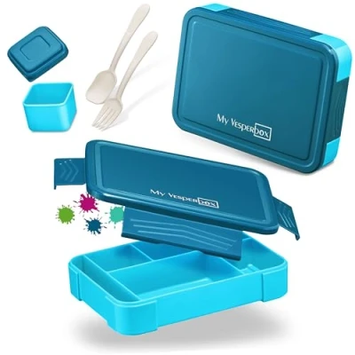 Afbeelding van My Vesperbox Lite Bento Box, lunchbox voor kinderen; extreem sterke broodtrommel; ideaal de kinderopvang en school (blauw)