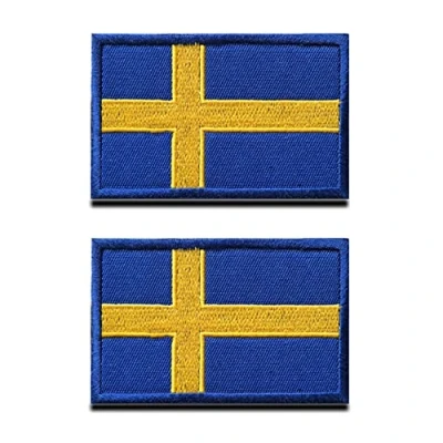 Afbeelding van 2 stuks Zweedse vlag klittenband Tactisch Zweeds nationaal embleem, geborduurde patch met klittenbandsluiting, militaire voor rugzakken, kleding, tassen, uniform, vest, jersey, reizen