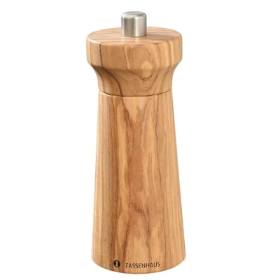 Afbeelding van Zassenhaus Pepermolen Westland olijfhout met traploos verstelbare krachtige keramische molen kruidenmolen voor peper 14 cm, Ø 5,4 cm