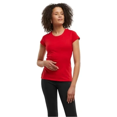 Afbeelding van Build your Brand Ladies&#039; Basic Tee BYBB012 CITY RED L