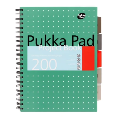Afbeelding van Projectboek Pukka Metallic A4 lijn 5 tabs 200 pagina&#039;s 80gr groen