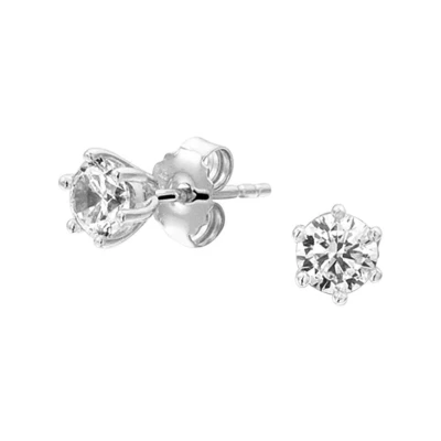 Afbeelding van Zilver Gerhodineerde Oorknoppen zirkonia 1326233 Sieraden compleet horloge Zilverkleur