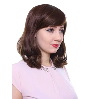 Afbeelding van Prettyland C597 Medium lange krullende pruik Soft Wave voor dagelijks gebruik Lichtbruin met fijne lokken
