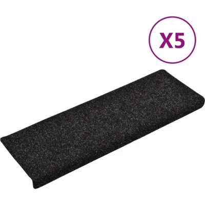 Afbeelding van vidaXL Trapmatten 5 st 65x21x4 cm naaldvilt zwart