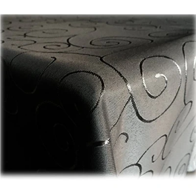 Afbeelding van JEMIDI tafelkleed ornamenten zijdeglans edele tafelhoes Zwart Vorm Oval Maat 160x220