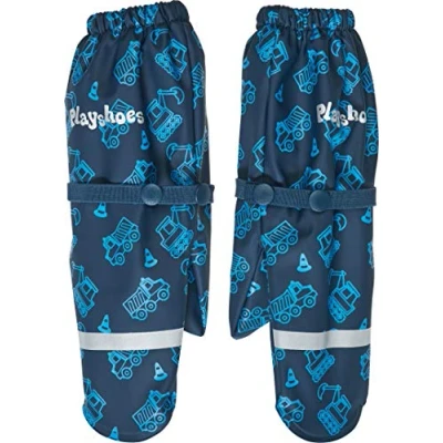 Afbeelding van Playshoes Regenhandschoenen Bouwplaats Met Fleecevoering Junior Blauw 1 2 Jaar