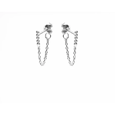 Afbeelding van Karma 925 Sterling Zilveren Chain Dots Tube Oorknoppen Zilver