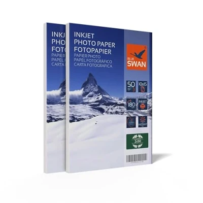 Afbeelding van Blue Swan 10x15 Glanzend Inkjet Fotopapier, 180 g/m², Enkelzijdige Coating, Sneldrogend, Waterbestendig, Krasbestendig, Hoge Kleurhelderheid, 100 Vellen (2 Pakken van 50)