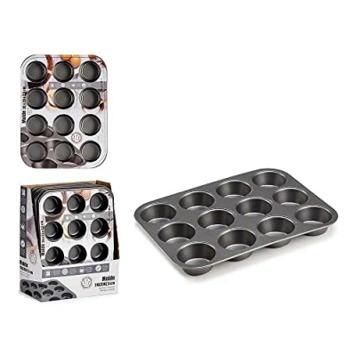 Afbeelding van Muffins en cupcakes bakken bakvorm/bakblik 26 x 20 cm voor 12x stuks Muffinvormen / cupcakevormen