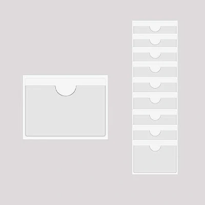 Afbeelding van BAIWOAK 10 stuks doorzichtige zelfklevende zakken mouwen,plastic labelhouders houder voor indexkaarten planners kasten planken (160x110 mm)