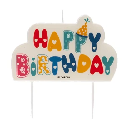 Afbeelding van Dekora Originele verjaardagskaarsen Happy Birthday kaars met decoratieve letters 10 x 6 cm