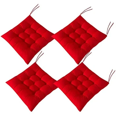 Afbeelding van Topstylehouse 4 stuks zachte stoelkussens, stoelkussens met stropdassen, eetkamer voor tuin, terras, keuken, (rood, 45 x cm)