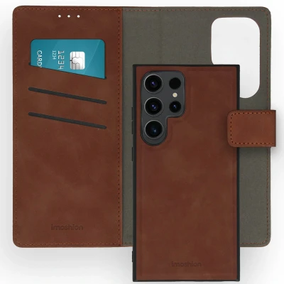 Afbeelding van Samsung Galaxy S24 Ultra Hoesje Kunstleder iMoshion Bookcase/2 in 1 Case Bruin Telefoonhoesje