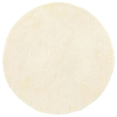 Afbeelding van vidaXL hoogpolig vloerkleed 120x120cm polyester crèmekleurig